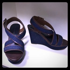 Denim wedge sandals